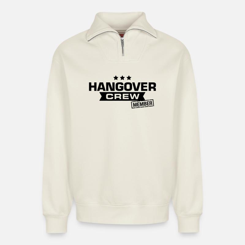hangover crew junggesellenabschied - Relaxed Unisex Organic Half Zip Sweatshirt – von SPREAD - Naturweiß