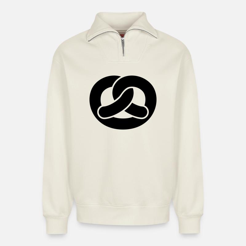 Brezel - Relaxed Unisex Organic Half Zip Sweatshirt – von SPREAD - Naturweiß