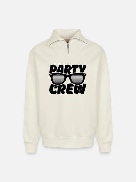 party crew - Relaxed Unisex Organic Half Zip Sweatshirt – von SPREAD - Naturweiß