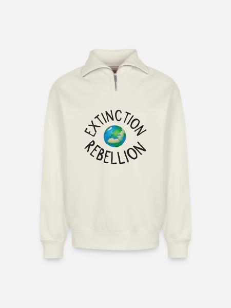 Extinction Rebellion Planet Earth black - Relaxed Unisex Organic Half Zip Sweatshirt – by SPREAD - off white
