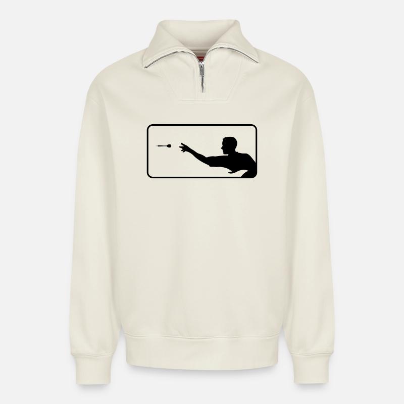 dart dartsport - Relaxed Unisex Organic Half Zip Sweatshirt – von SPREAD - Naturweiß