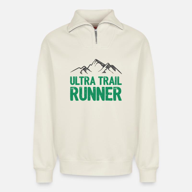 Ultra Trail Runner - Relaxed Unisex Organic Half Zip Sweatshirt – von SPREAD - Naturweiß