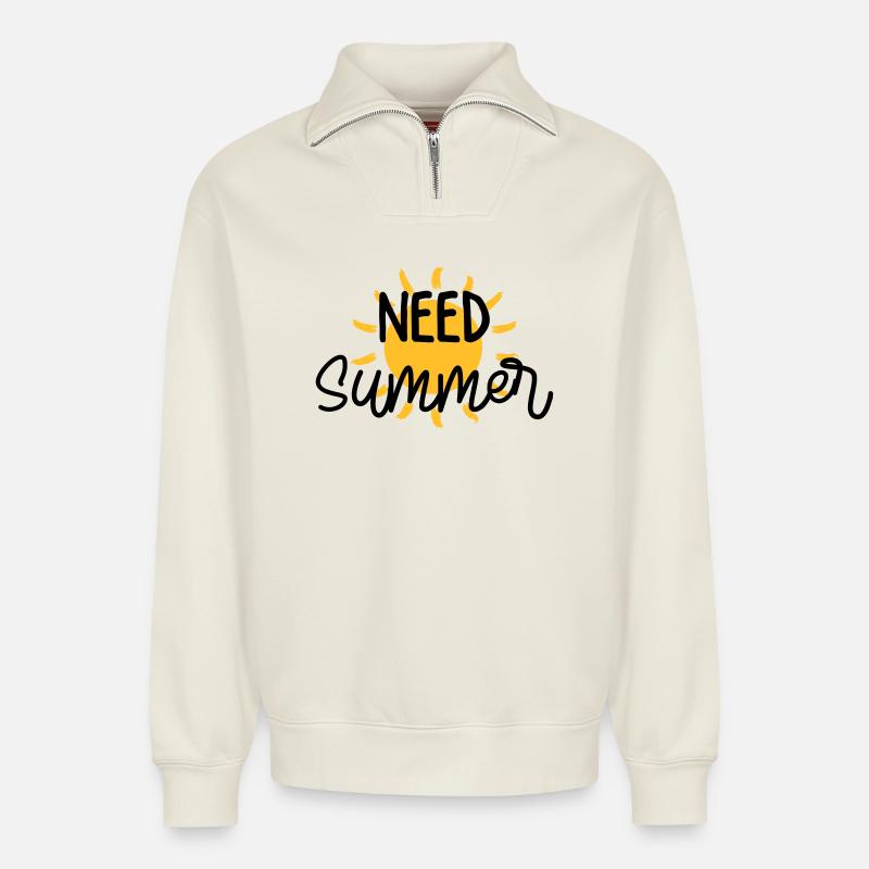Sommer / Urlaub / Strand / Sonne - Relaxed Unisex Organic Half Zip Sweatshirt – von SPREAD - Naturweiß