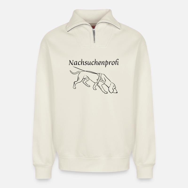 Nachsuchenprofi - Relaxed Unisex Organic Half Zip Sweatshirt – von SPREAD - Naturweiß