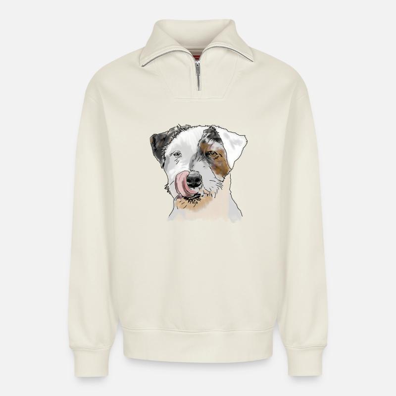 Terrier - Relaxed Unisex Organic Half Zip Sweatshirt – von SPREAD - Naturweiß
