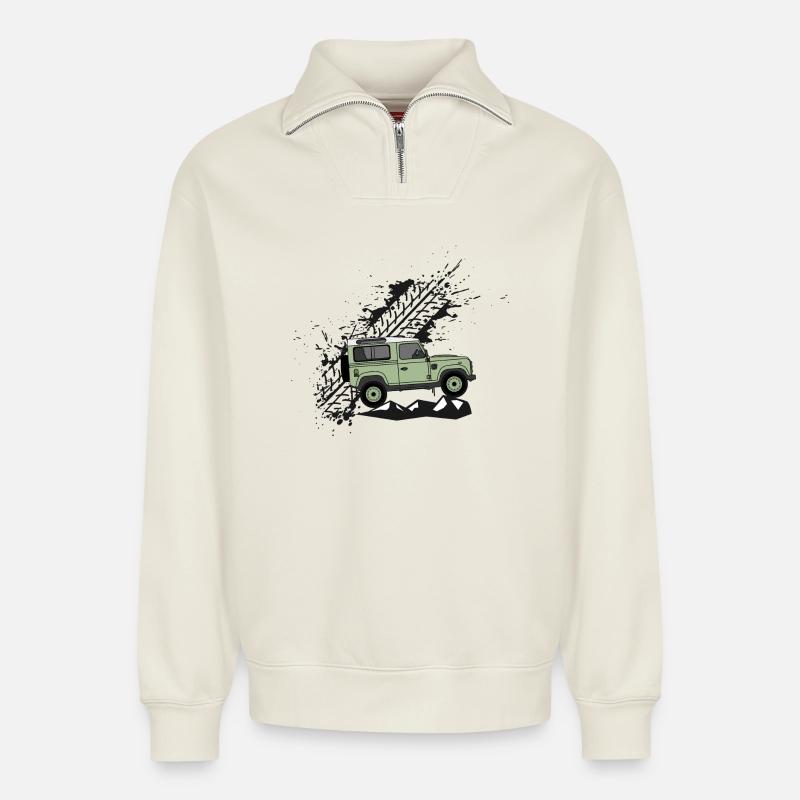 Defender 90 Splash - Relaxed Unisex Organic Half Zip Sweatshirt – von SPREAD - Naturweiß