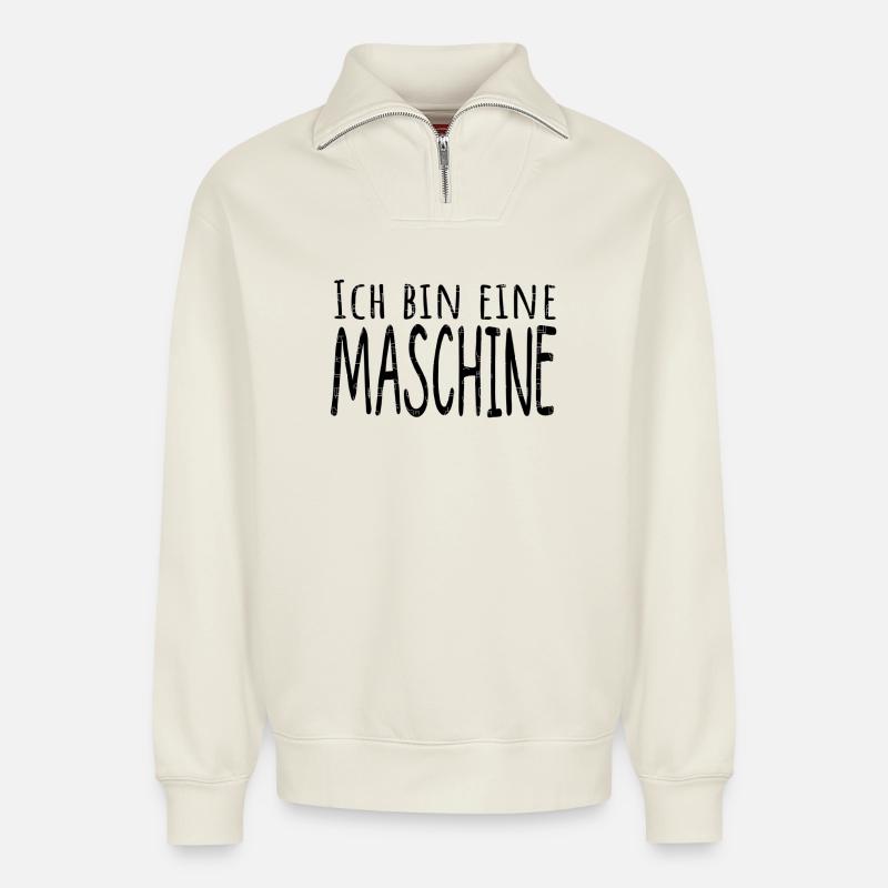 maschine - Relaxed Unisex Organic Half Zip Sweatshirt – von SPREAD - Naturweiß