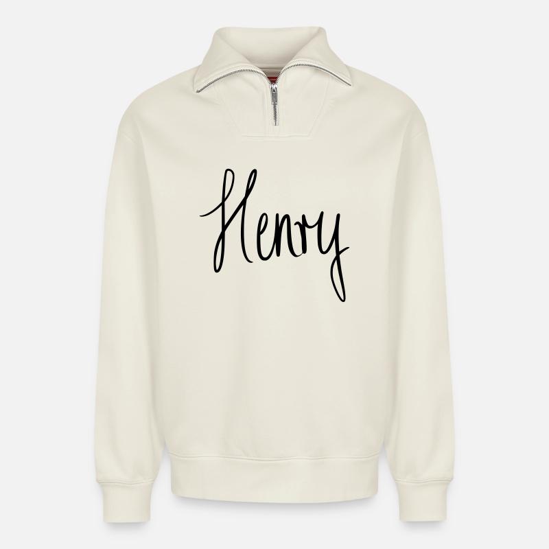 Henri - Sweat unisexe décontracté en coton biologique à demi-zip – de SPREAD - blanc cassé