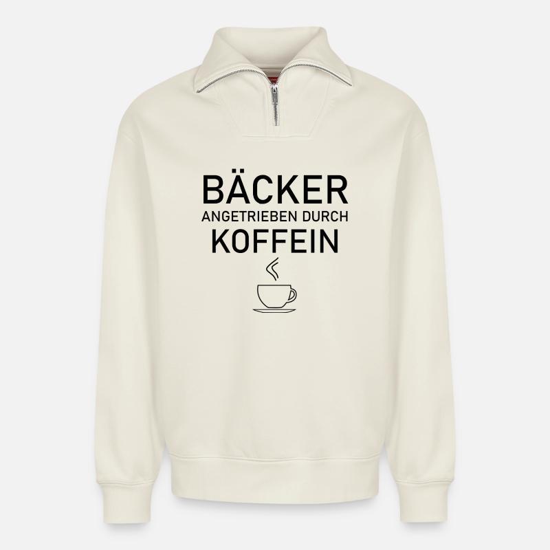 Bäcker - Relaxed Unisex Organic Half Zip Sweatshirt – von SPREAD - Naturweiß