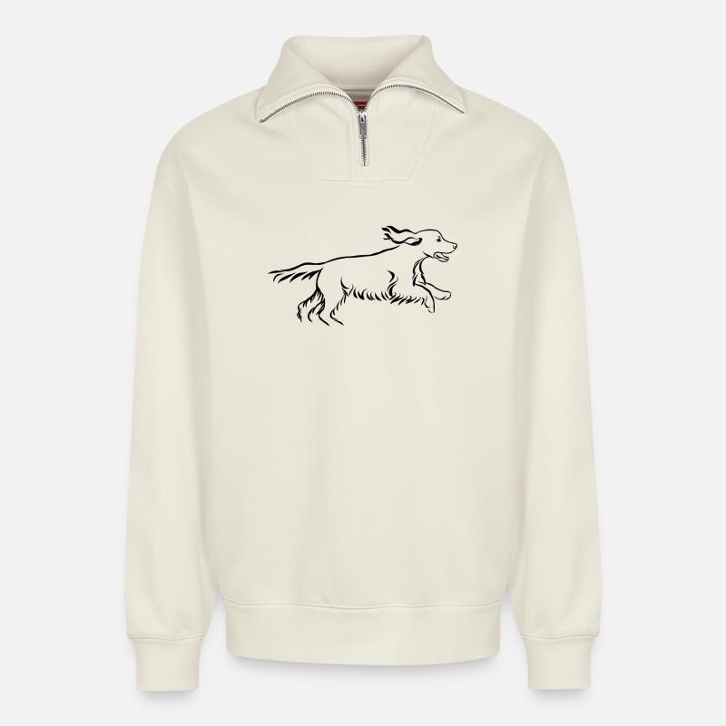 Cocker spaniel - Relaxed Unisex Organic Half Zip Sweatshirt – by SPREAD - off white