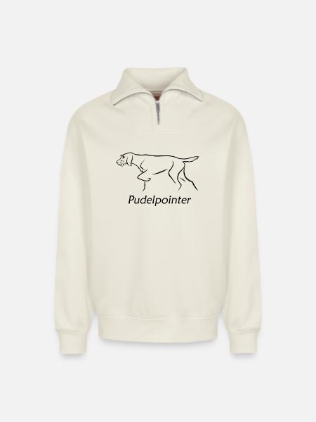 Pudelpointer - Relaxed Unisex Organic Half Zip Sweatshirt – von SPREAD - Naturweiß