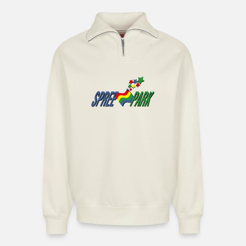 Spree Park - Relaxed Unisex Organic Half Zip Sweatshirt – von SPREAD - Naturweiß