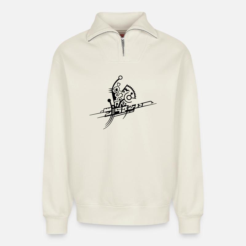 T Shard09 - Relaxed Unisex Organic Half Zip Sweatshirt – by SPREAD - off white