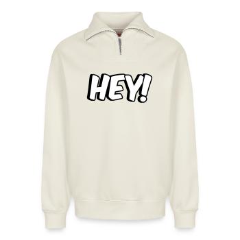 Hey! Comic Design - Relaxed Unisex Organic Half Zip Sweatshirt – von SPREAD - Naturweiß - Vorne