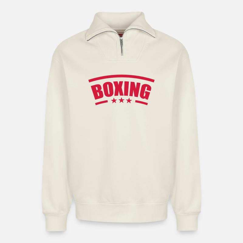 Boxen - Boxen 🥊 - Relaxed Unisex Organic Half Zip Sweatshirt – von SPREAD - Naturweiß