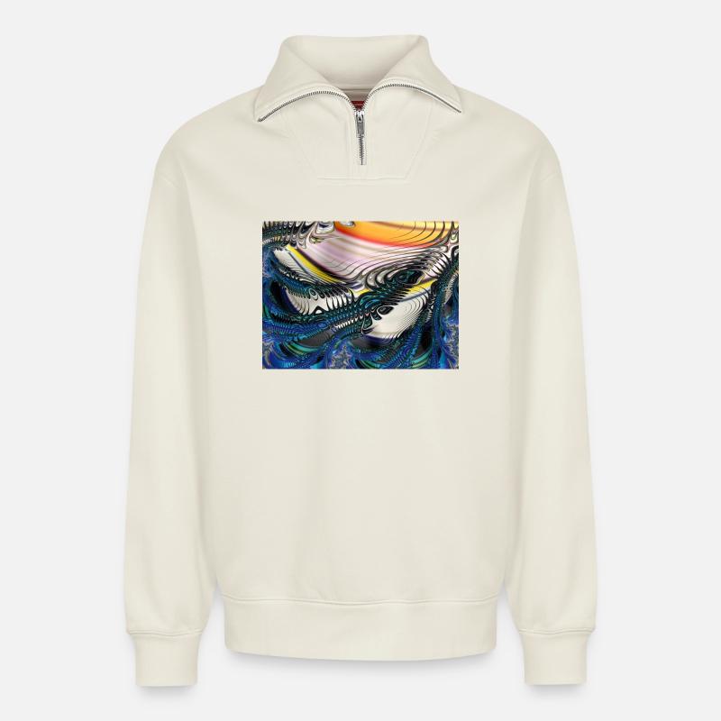 image - Relaxed Unisex Organic Half Zip Sweatshirt – by SPREAD - off white