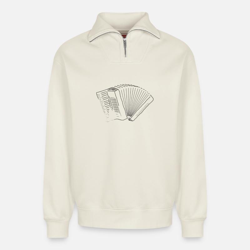 Akkordeon pur - Relaxed Unisex Organic Half Zip Sweatshirt – von SPREAD - Naturweiß