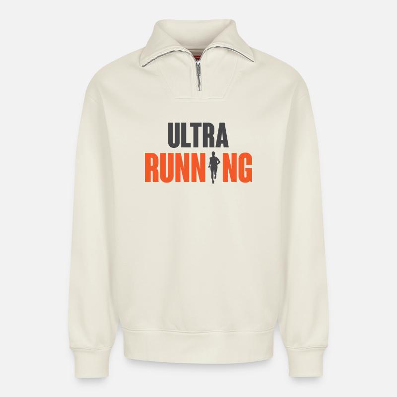 Ultra Running - Relaxed Unisex Organic Half Zip Sweatshirt – von SPREAD - Naturweiß