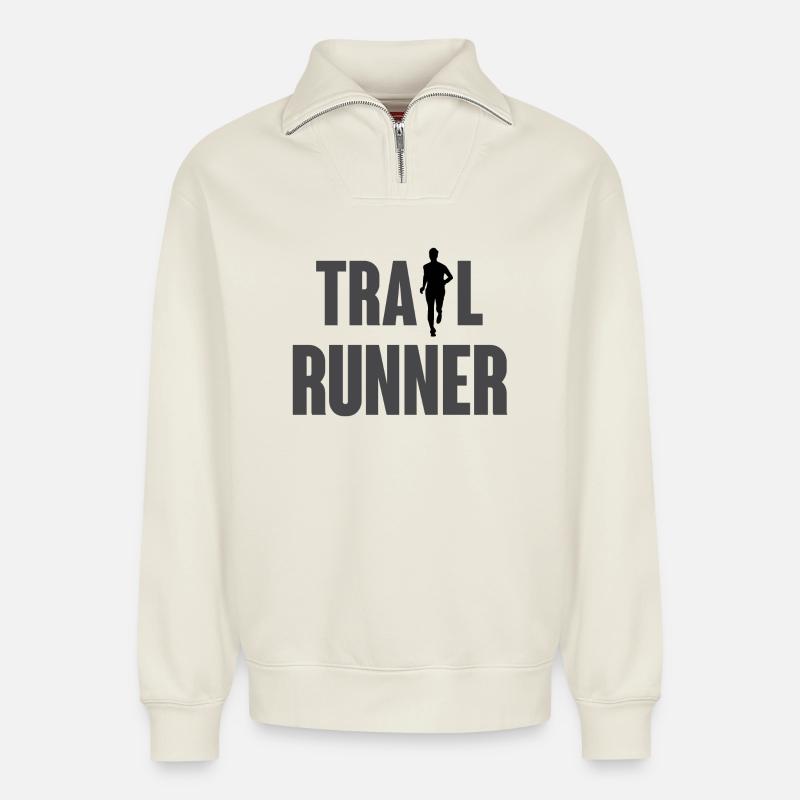 Trail Runner - Relaxed Unisex Organic Half Zip Sweatshirt – by SPREAD - off white