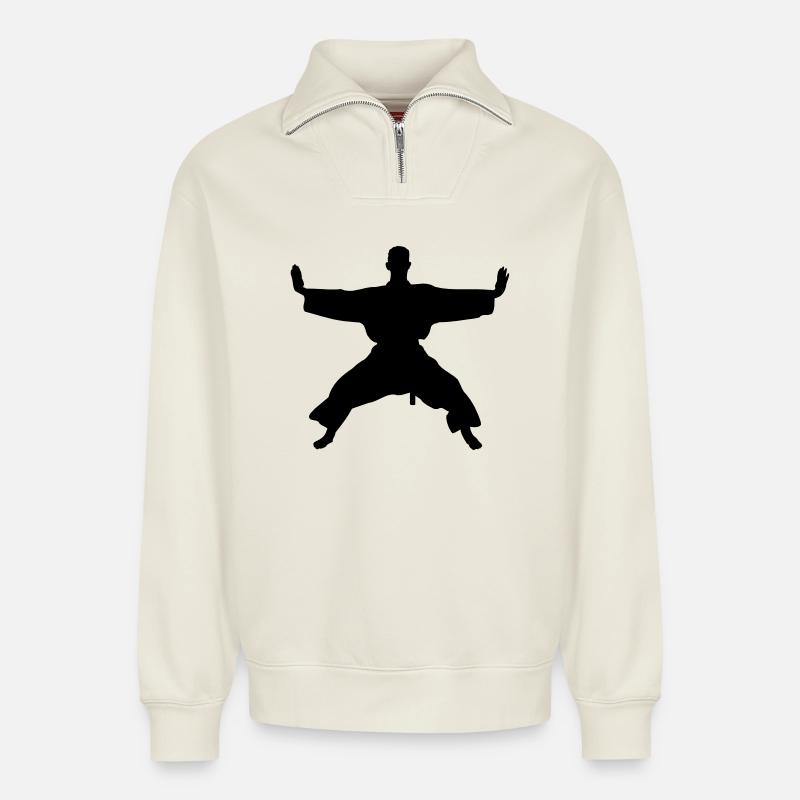 Kata Karate Shotokan - Relaxed Unisex Organic Half Zip Sweatshirt – von SPREAD - Naturweiß
