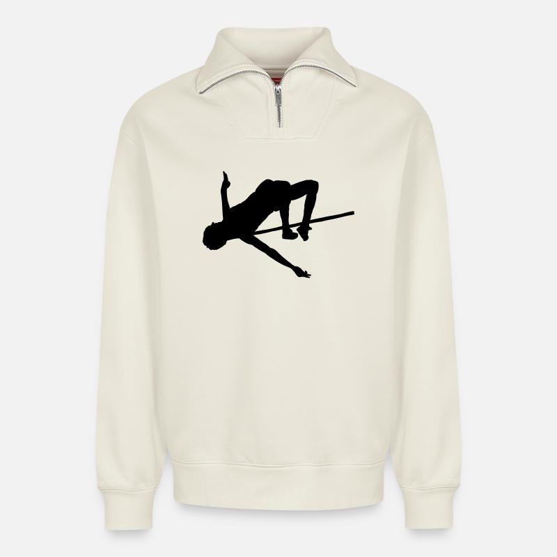 Hochspringer - Relaxed Unisex Organic Half Zip Sweatshirt – von SPREAD - Naturweiß