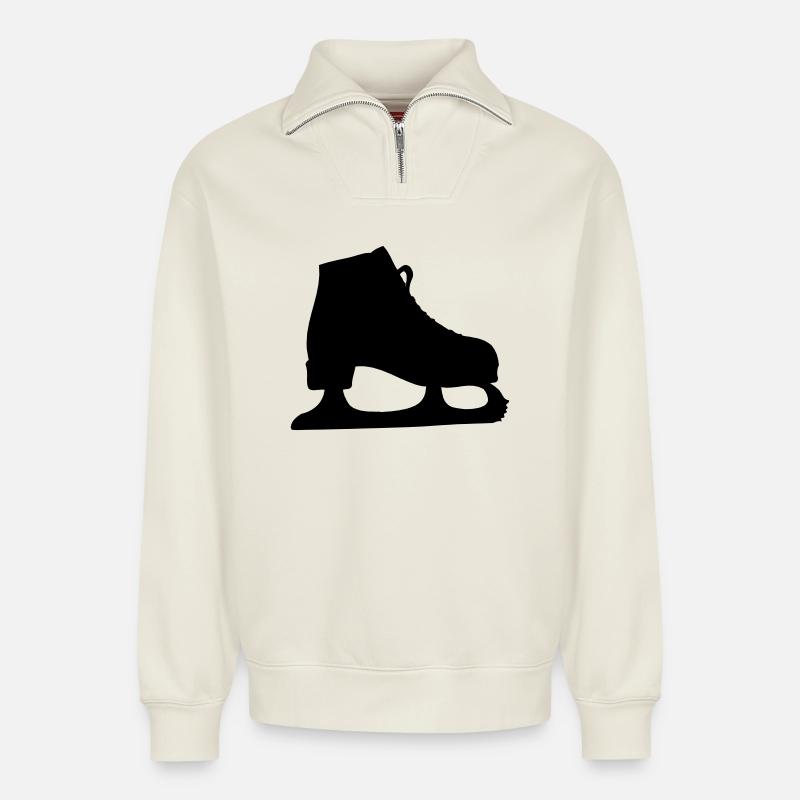 Eiskunstlauf Eiskunstlauf - Relaxed Unisex Organic Half Zip Sweatshirt – von SPREAD - Naturweiß