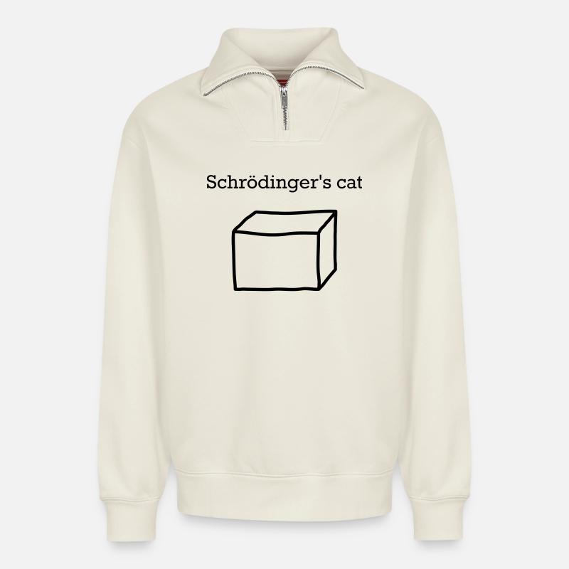 Schrödinger's Cat – Funny Quantum Physics Nerd - Relaxed Unisex Organic Half Zip Sweatshirt – by SPREAD - off white