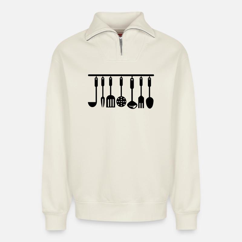 Küchenutensilien Küchenutensilien - Relaxed Unisex Organic Half Zip Sweatshirt – von SPREAD - Naturweiß