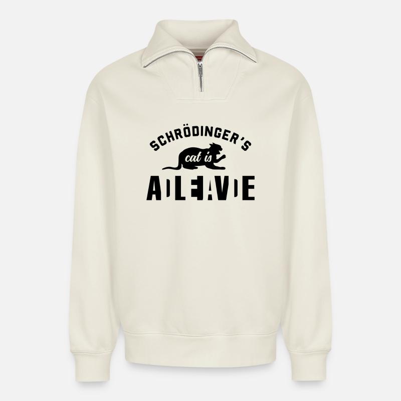 Schrodingers Cat - Relaxed Unisex Organic Half Zip Sweatshirt – by SPREAD - off white