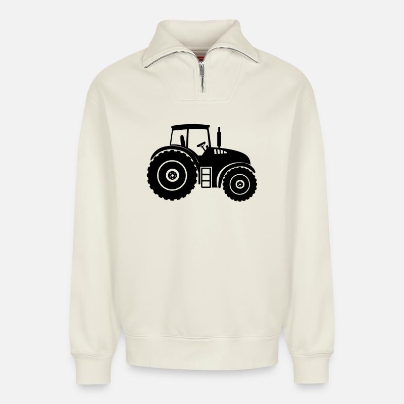 Shade Silhouette Traktor - Relaxed Unisex Organic Half Zip Sweatshirt – von SPREAD - Naturweiß