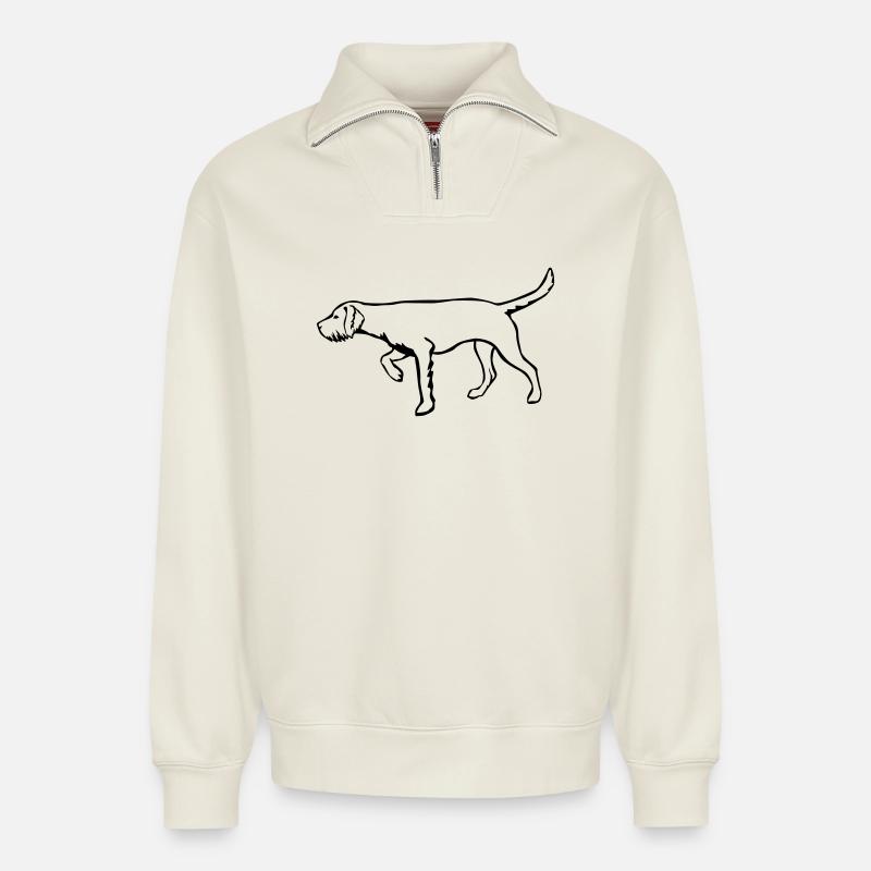 Magyar Vizsla - Relaxed Unisex Organic Half Zip Sweatshirt – von SPREAD - Naturweiß