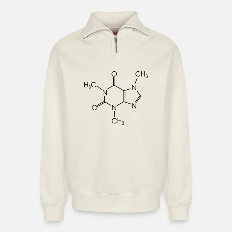 Koffein - Relaxed Unisex Organic Half Zip Sweatshirt – von SPREAD - Naturweiß
