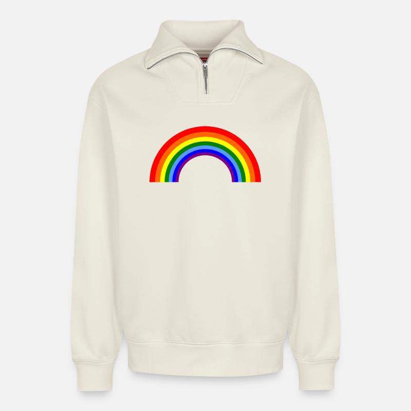 Rainbow Arch - Relaxed Unisex Organic Half Zip Sweatshirt – by SPREAD - off white