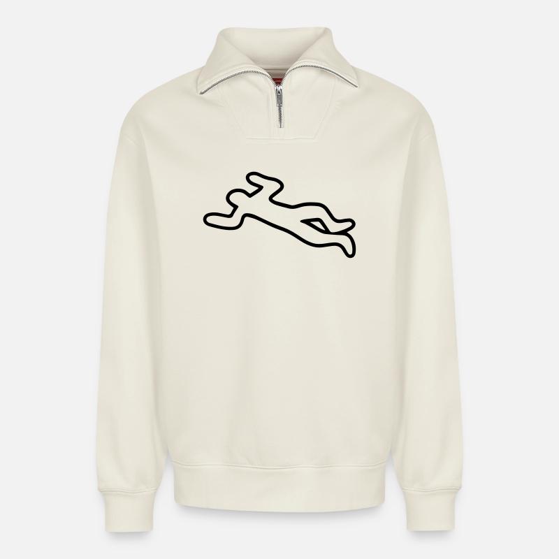 Corpse - Relaxed Unisex Organic Half Zip Sweatshirt – by SPREAD - off white