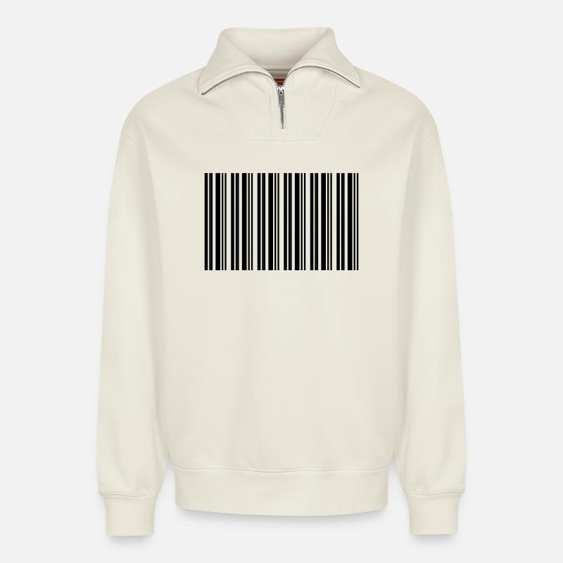 Barcode Strichcode Nerd IT Technik Design - Relaxed Unisex Organic Half Zip Sweatshirt – von SPREAD - Naturweiß