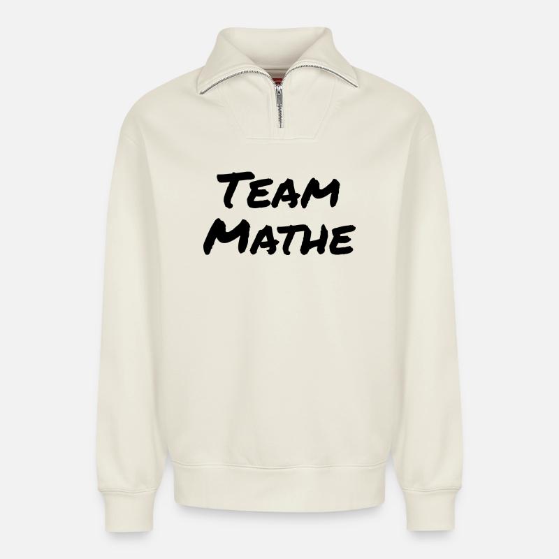 Team Math - Relaxed Unisex Organic Half Zip Sweatshirt – by SPREAD - off white