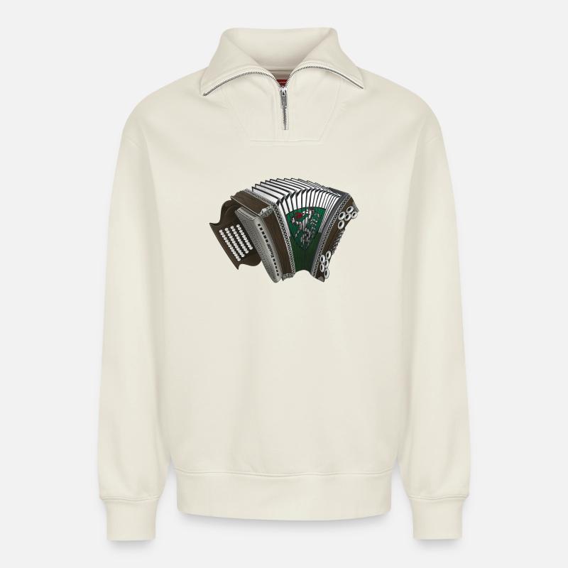 Styrian Harmonica - Styria | ZiachON! - Relaxed Unisex Organic Half Zip Sweatshirt – by SPREAD - off white
