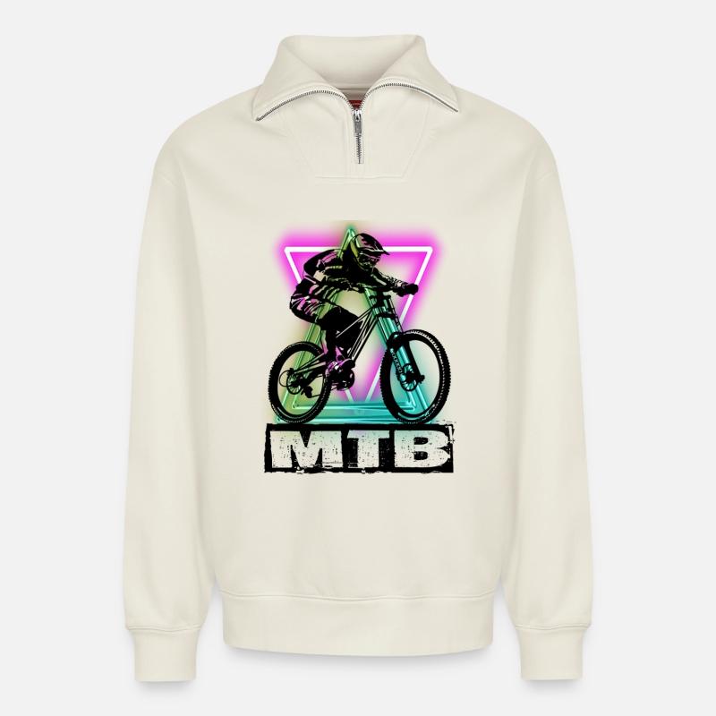Mtb - Relaxed Unisex Organic Half Zip Sweatshirt – by SPREAD - off white