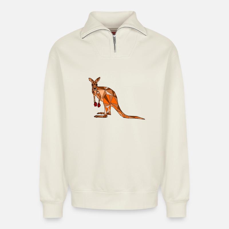 Kangaroo blanko - Relaxed Unisex Organic Half Zip Sweatshirt – by SPREAD - off white