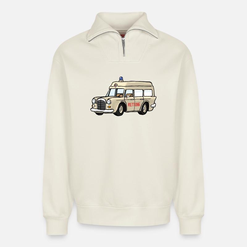 Sanka - Relaxed Unisex Organic Half Zip Sweatshirt – von SPREAD - Naturweiß