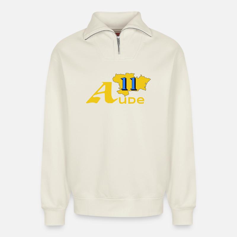 Aude - Relaxed Unisex Organic Half Zip Sweatshirt – by SPREAD - off white