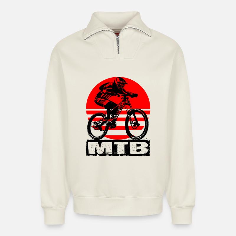 Mtb - Relaxed Unisex Organic Half Zip Sweatshirt – by SPREAD - off white