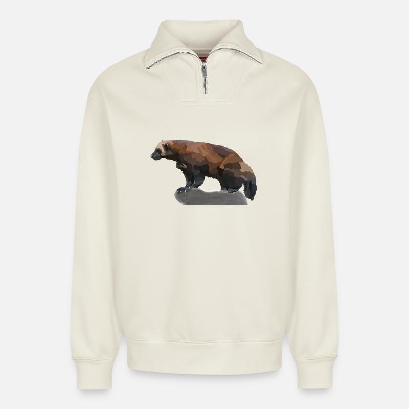 Verena, der Vielfrass - Relaxed Unisex Organic Half Zip Sweatshirt – von SPREAD - Naturweiß