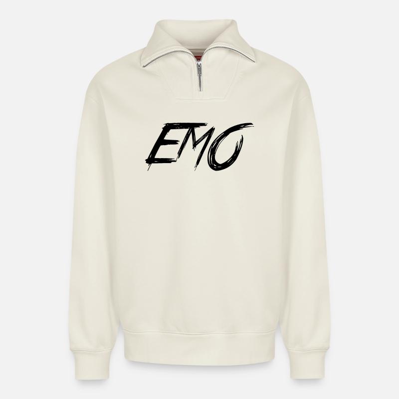 EMO - Relaxed Unisex Organic Half Zip Sweatshirt – von SPREAD - Naturweiß