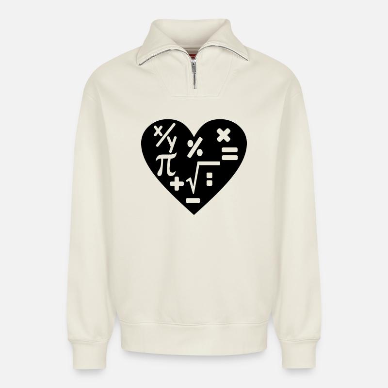 Math arithmetic - Relaxed Unisex Organic Half Zip Sweatshirt – by SPREAD - off white