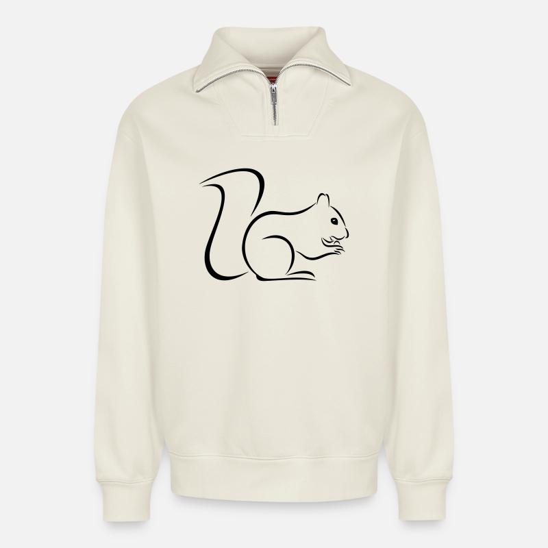 Eichhörnchen - Relaxed Unisex Organic Half Zip Sweatshirt – von SPREAD - Naturweiß
