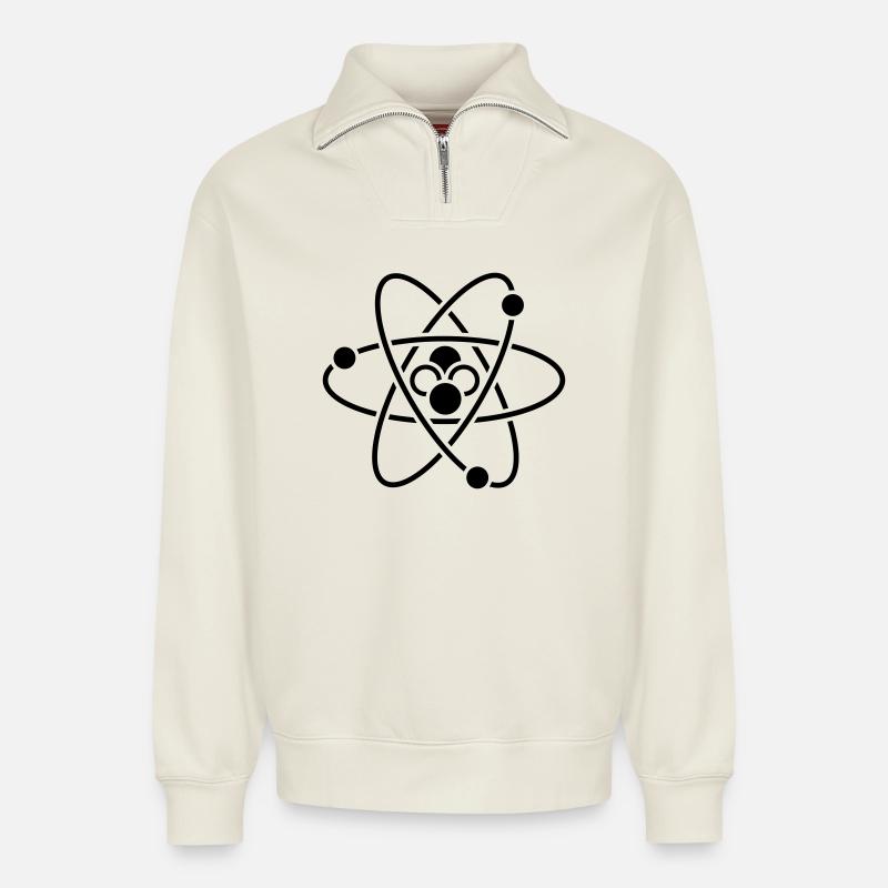 sience atom wissenschaft - Relaxed Unisex Organic Half Zip Sweatshirt – von SPREAD - Naturweiß