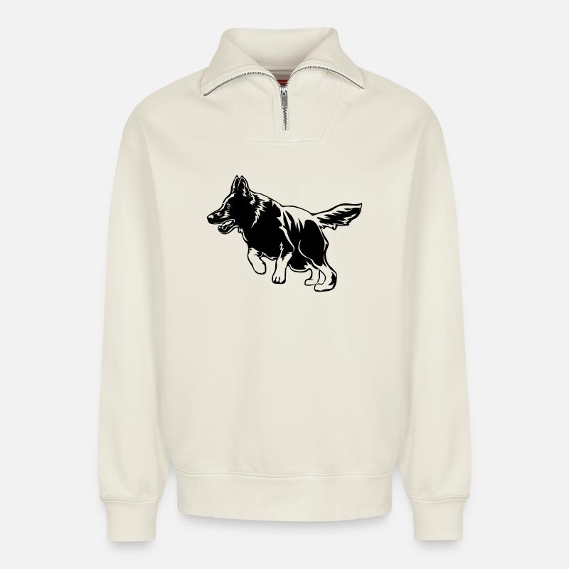 Deutscher Schäferhund - Relaxed Unisex Organic Half Zip Sweatshirt – von SPREAD - Naturweiß