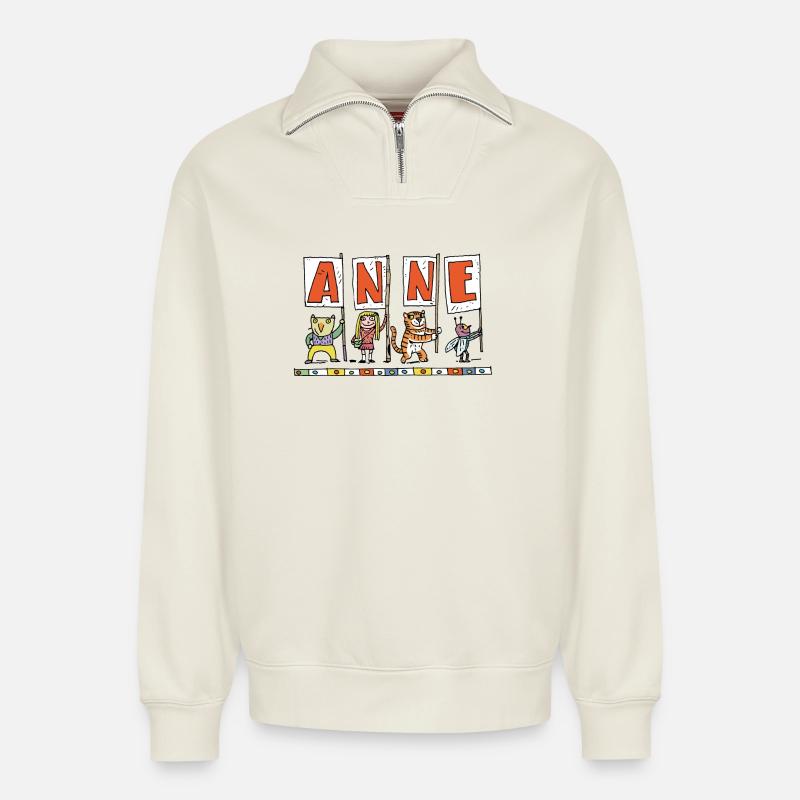 Anne - Relaxed Unisex Organic Half Zip Sweatshirt – von SPREAD - Naturweiß