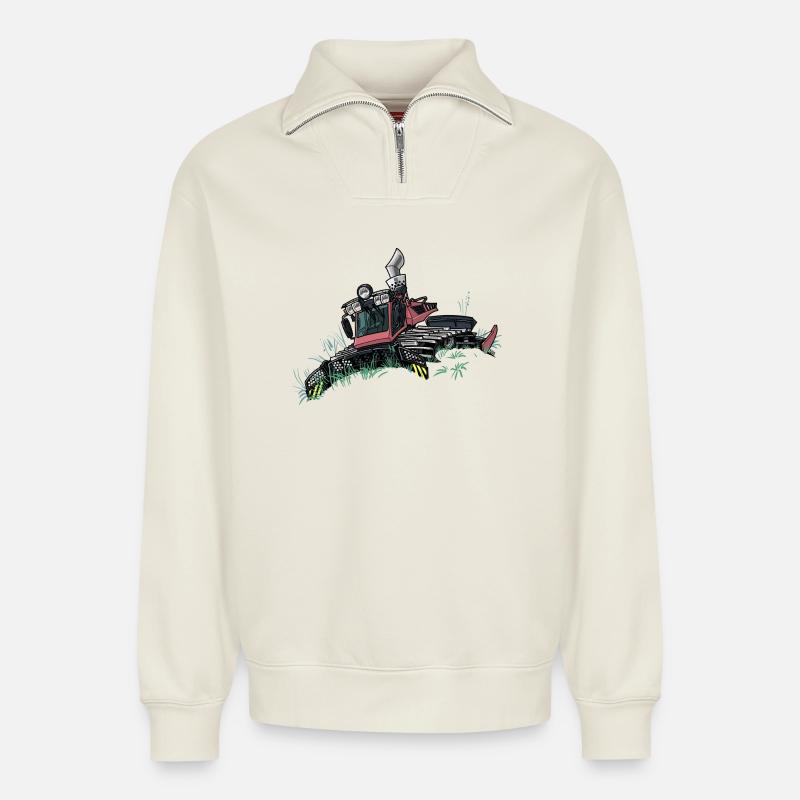 1056 Schneepflug - Relaxed Unisex Organic Half Zip Sweatshirt – von SPREAD - Naturweiß